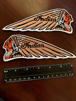LEFT & RIGHT Indian Motorcycle Patch Set Dealership Saddle Tool Bag Badge Pair