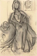 Woman at the Table Art Print – Henri Matisse 1944 Modernist Charcoal Drawing