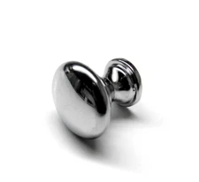 10 Chrome Pull Knobs Small for Cabinet Drawer Round Shaped Handle 18mm + Screw