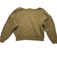 We The Free Women Sweater Sz S Heavy Ribbed Knit Oversize Pullover Brown Mustard