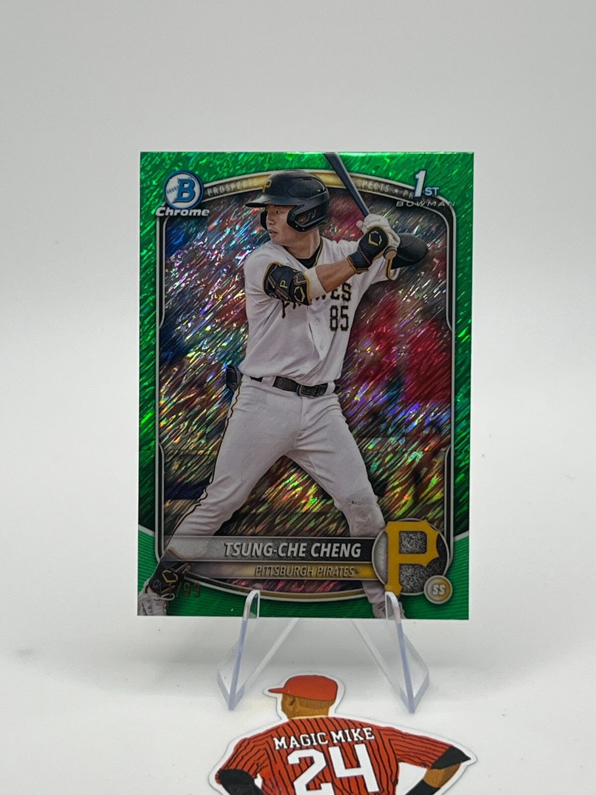 Tsung-Che Cheng 2025 1st Bowman Chrome #BCP-95 Green Shimmer /99 RC Pirates