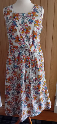 Brandneu mit Etikett Seasalt Größe 16 weiß Anemone Salt Belle Künstler Midi Fit & Flare Kleid