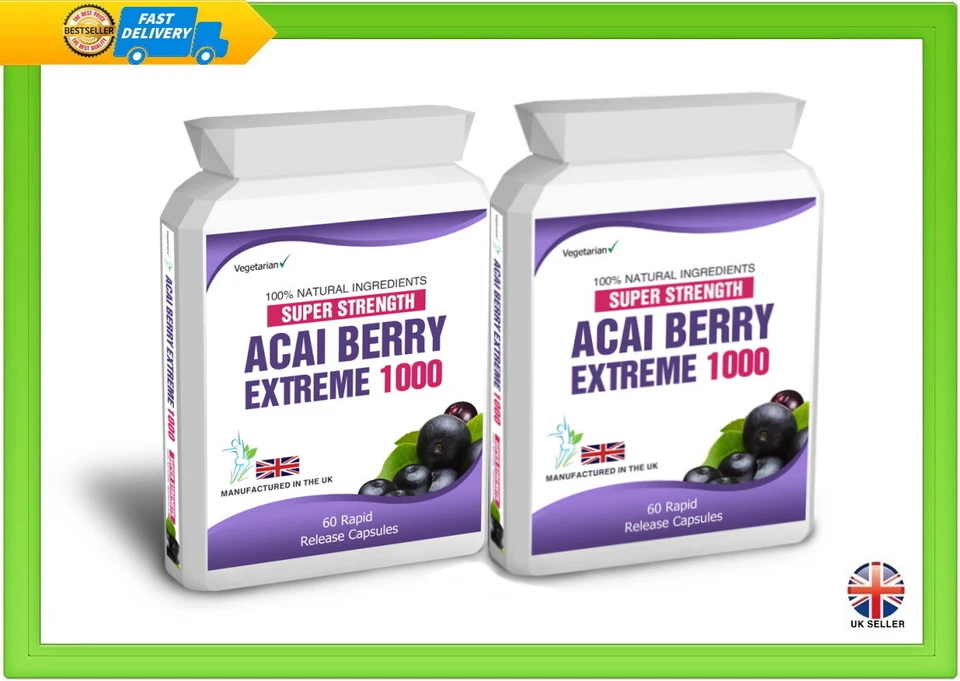 Acai Berry Extreme 1000 Pure Detox 120 Capsules Dietary Aid Supplement