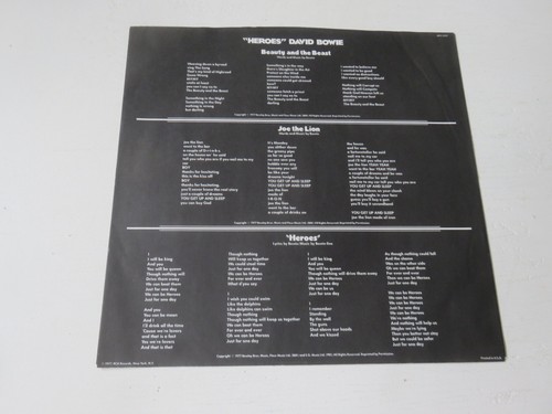 DAVID BOWIE Heroes RCA VICTOR ORIGINAL 1977 USA 1ST PRESSING VINYL LP AFL1-2522 - Imagen 10 de 22