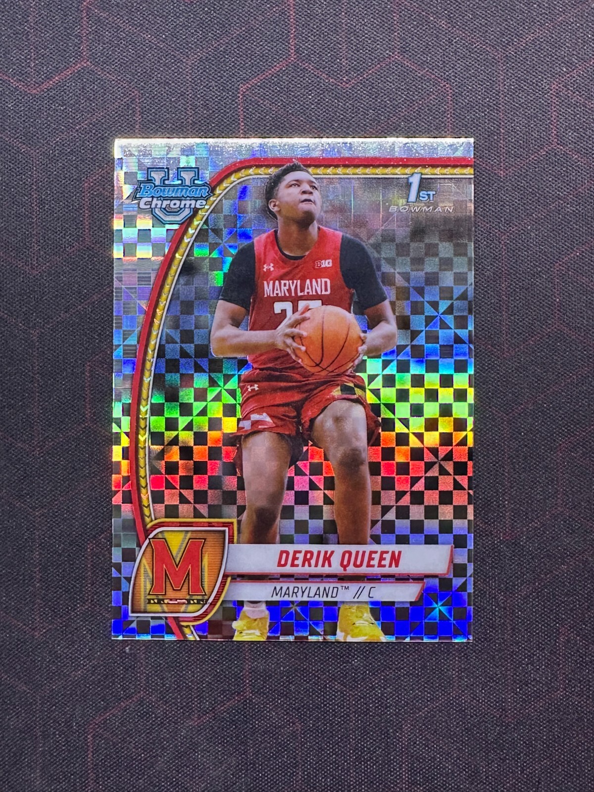 2024-25 BOWMAN CHROME UNIVERSITY DERIK QUEEN X-FRACTOR MARYLAND 1ST BOWMAN