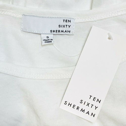 Nueva camiseta blanca Ten Sixty Sherman Top para mujer pequeña asimétrica con volantes - Imagen 3 de 5