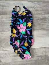 DOLFIN One Piece Swimsuit Womens Size 7/8-32 Colorful Floral