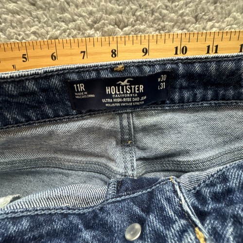 Hollister Jeans Women 11 30x31 Ultra High Rise Dad Wavy Patchwork California Y2K - Picture 8 of 8