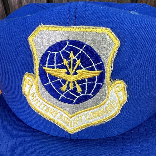 Vintage Military Airlift Command Hat Ball Cap Snapback Louisville Mfg Blue 80s - Picture 2 of 13