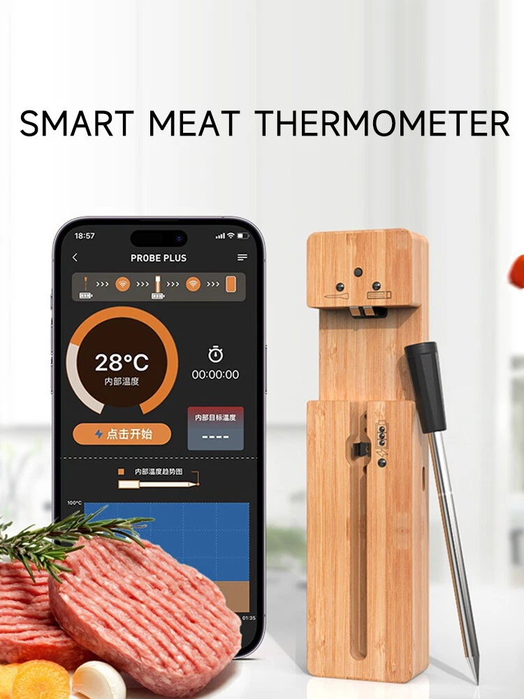 Smart Meat Thermometer with Bluetooth ,165ft Wireless Range New