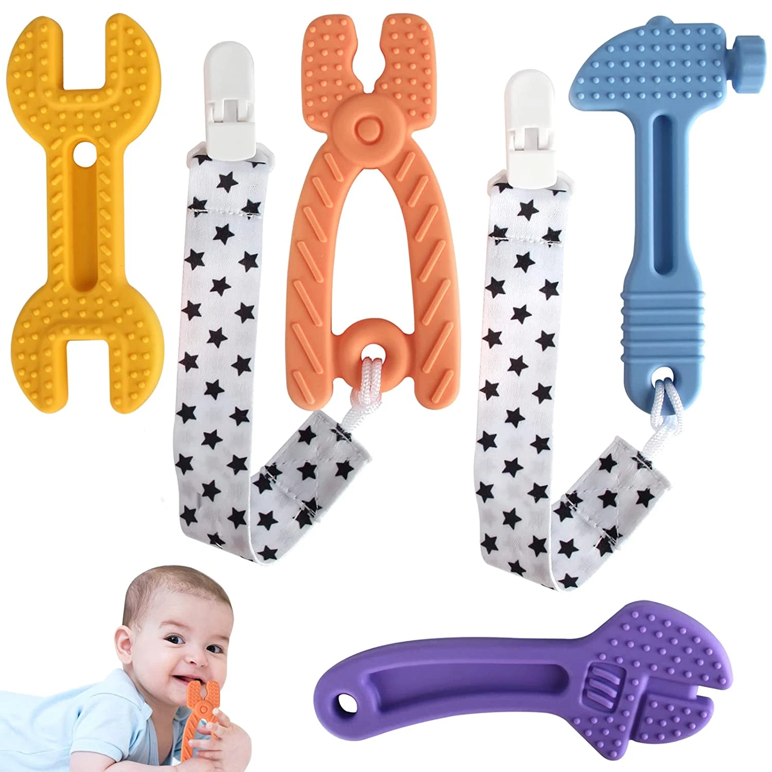 4 Pack Soft Silicone Teething Toys for Toddlers Infant