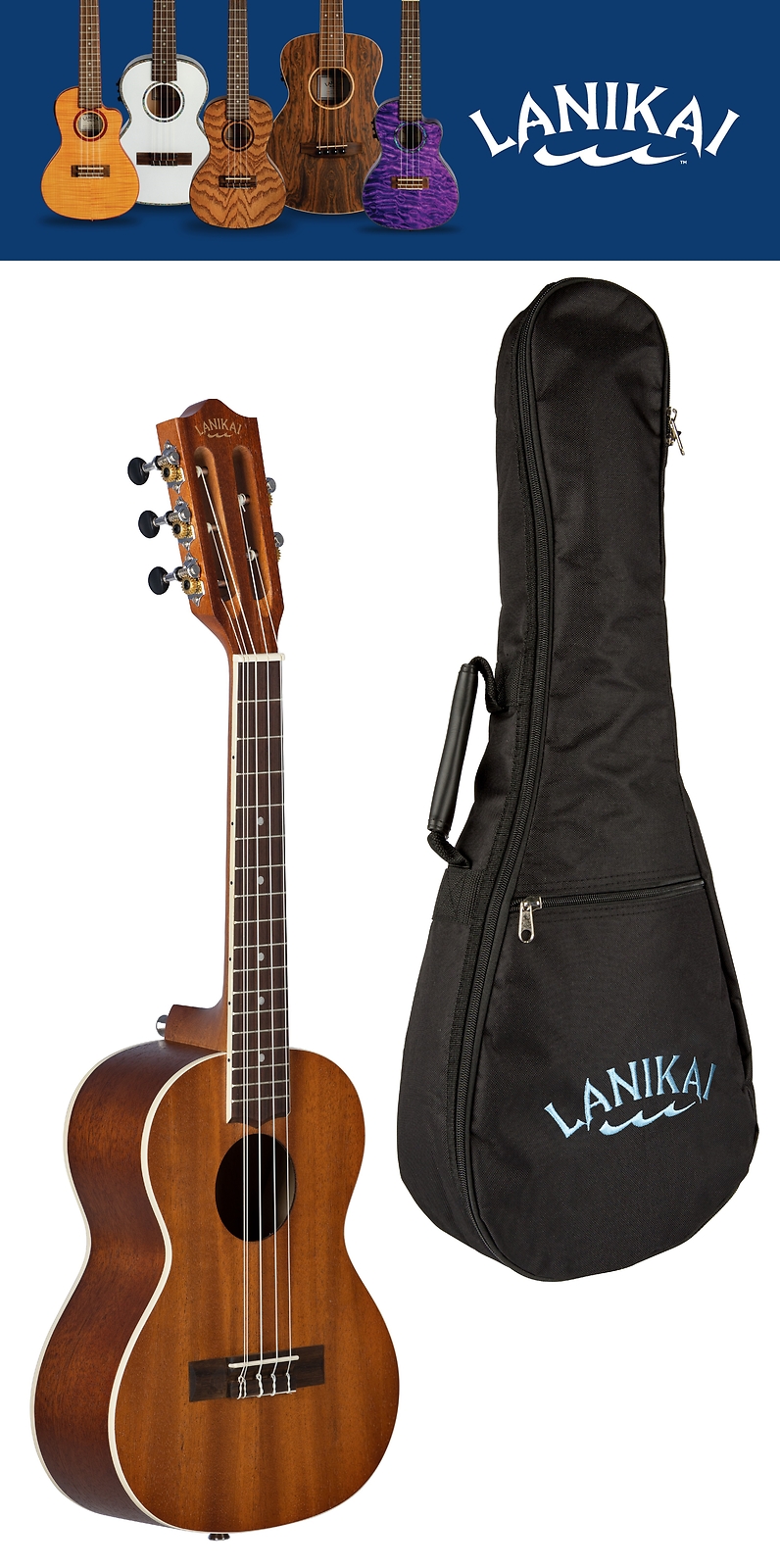 Lanikai Mahogany 5 String Low & High G Tenor Ukulele MA-5T Uke +GigBag | Dealer