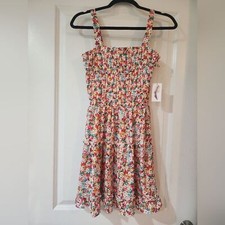 Jessica Simpson Floral  Dress Stretch Bodice Tiered Skirt Ruffle Hem Size  Small
