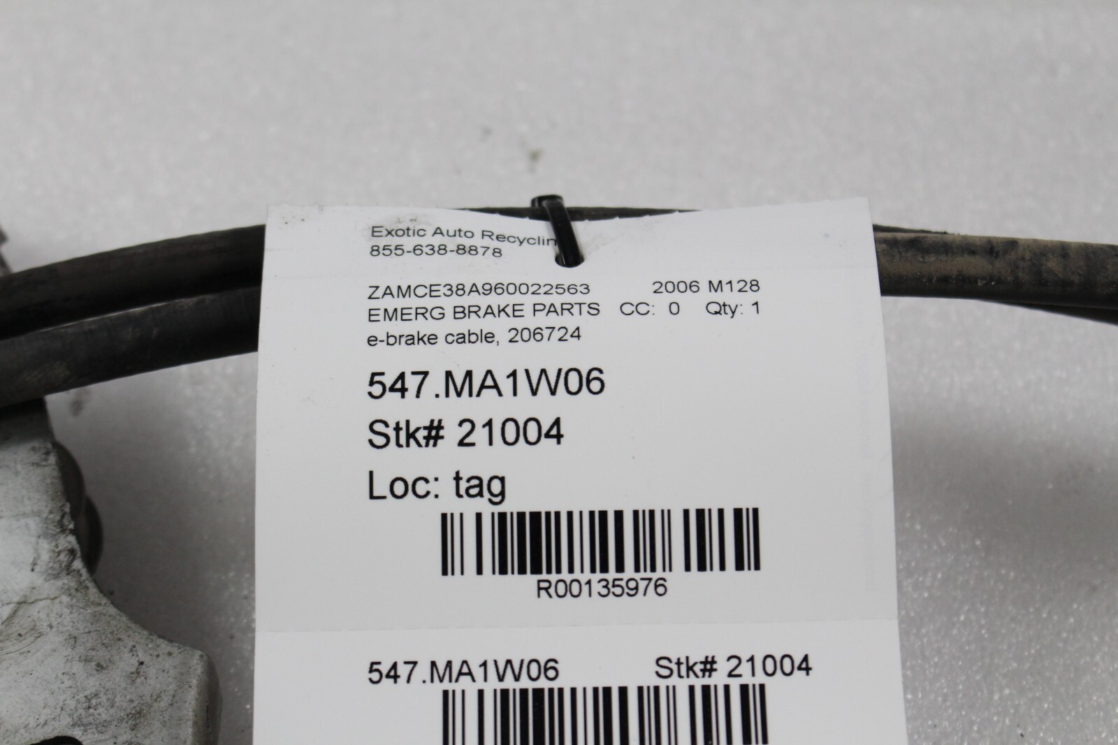 Maserati M128 Coupe, Gransport, E-Brake Cable, Used, P/N 206724