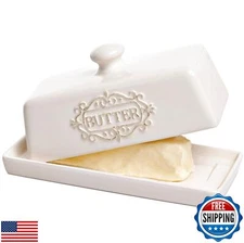 Covered Butter Dish with Lid - Elegant Engraved Butter Holder with Lid - Cera