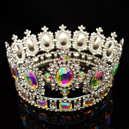 Corona rotonda 6,7"" grande cristallo oro regina regina regina ballo di nozze principessa - Foto 14 di 52