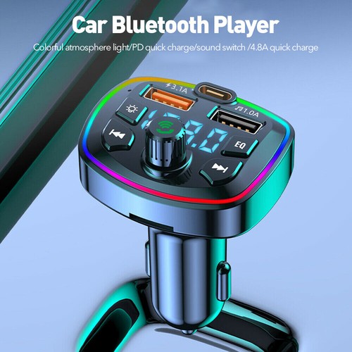 Wireless Bluetooth 5.0 FM Transmitter Car Radio Adapter PD USB Charger Handsfree - Picture 4 of 17
