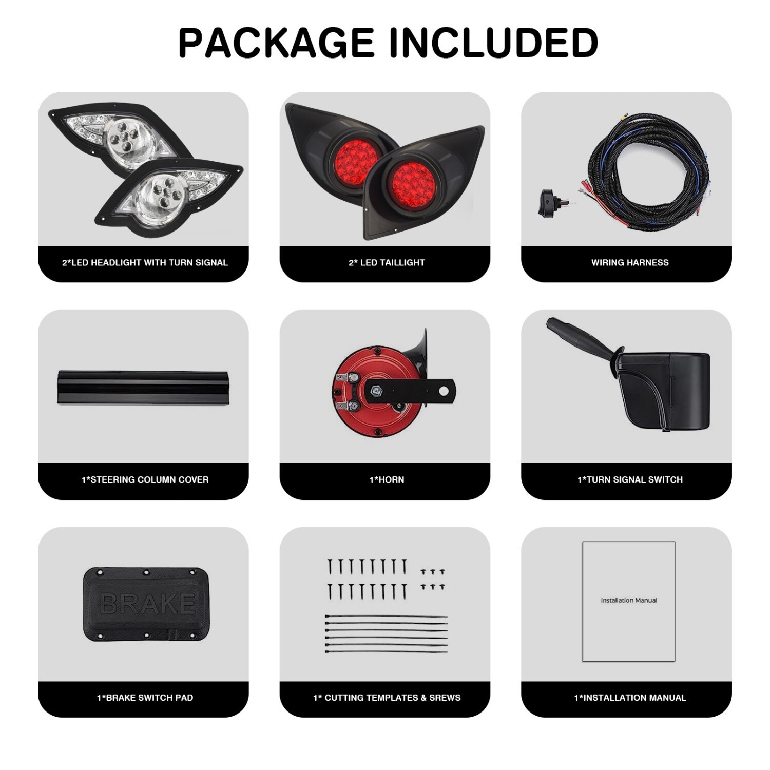 Yamaha G29 Golf Cart Light Kit Newly 12V LED Deluxe Street Legal Part Fit 2007+