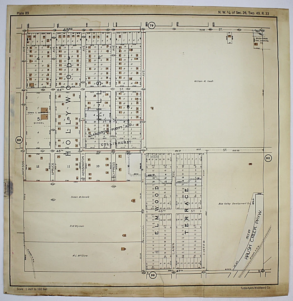 Mapa de plataforma Atlas de Kansas City Missouri 1925 placa de litografía en color raro #88 y 89 Foto 4 de 4