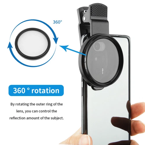For Phone 52mm Lens Filter Slim Circular Polarizing Polarizer Filter with Clip - Picture 8 of 9