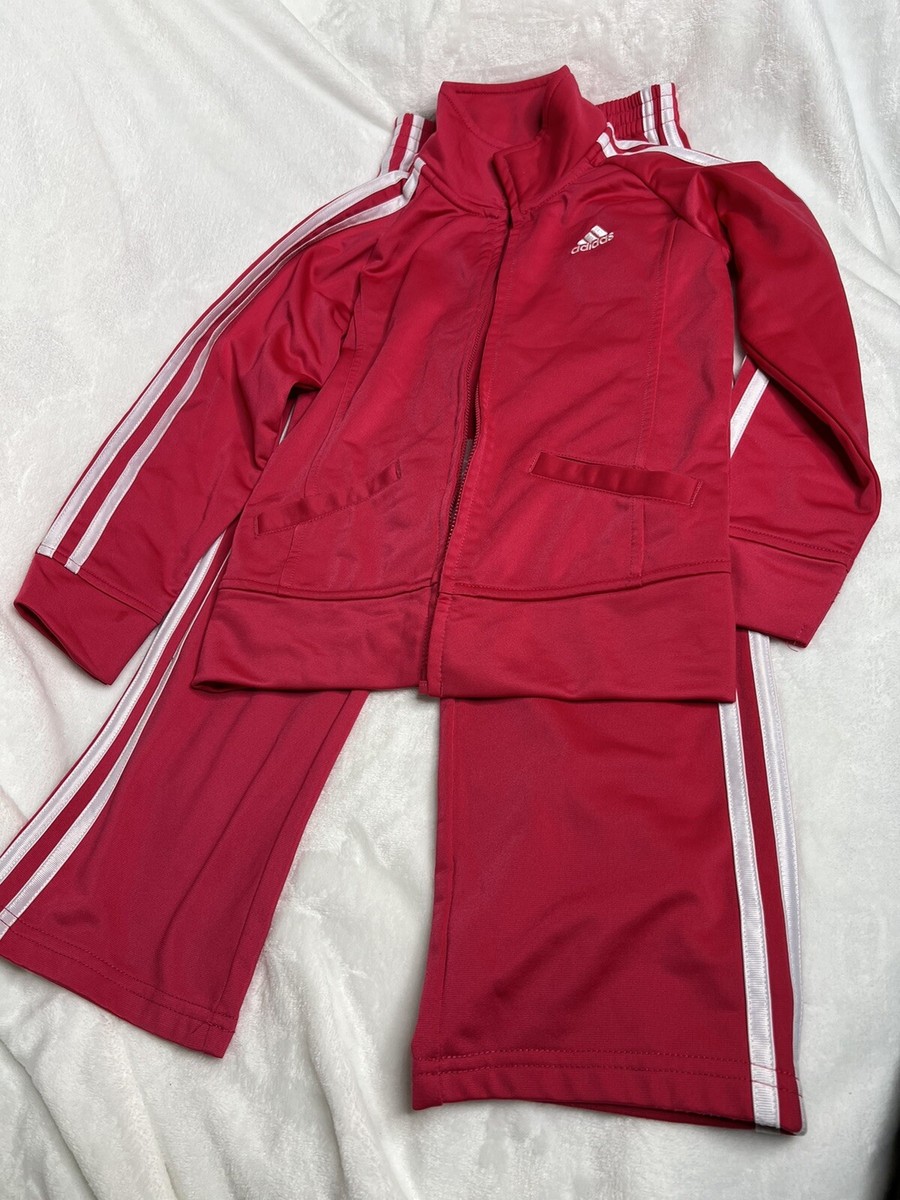 Adidas Girls pink 2-piece tracksuit Set Size