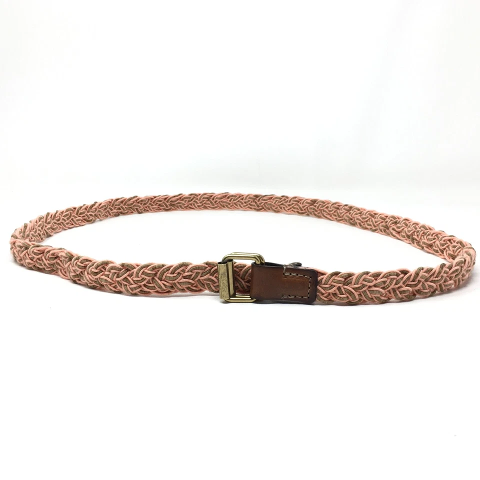 NUEVO J Crew Cinturón Ajustado Mujer Talla S/M Pequeño Mediano Rosa Verde Tejido Trenzado Foto 3 de 4