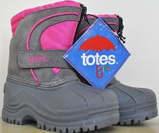 Totes Winter Boots Lil Jean Girls Snow Boots Waterproof Pink Gray Size 5