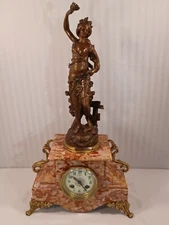 Antique FRENCH Victorian Clock, JAPY & Cie Statue by COQUELICOT: 1879 NEW PRICE!