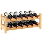 Kitchen Bamboo Wine Bottle Holder Small Freestanding Wine Shelf-Natural