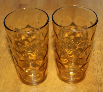 Hazel-Atlas:  EL DORADO GOLD 10 OZ FLAT TUMBLERS (Set of 2) 1968 - VGUC - 5-1/4''