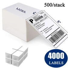 4000 4x6 Fanfold Direct Thermal Shipping Labels for Zebra & Rollo Printers