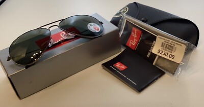 NEW Ray Ban Aviator Large Metal Sunglasses-GUNMETAL G-15 Green/ORB3025 MSRP $230