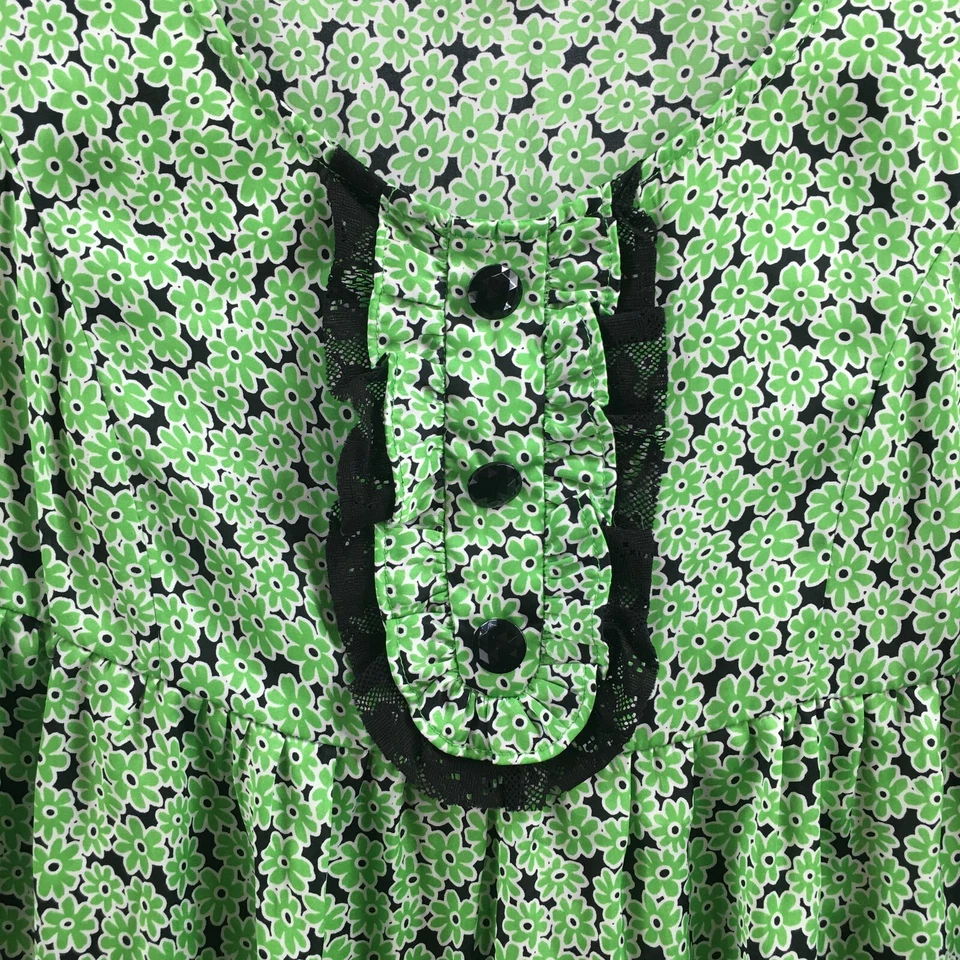 Blusa Top Forever Twenty One Mujer Grande Verde Floral Mangas Cuello Redondo Foto 4 de 4