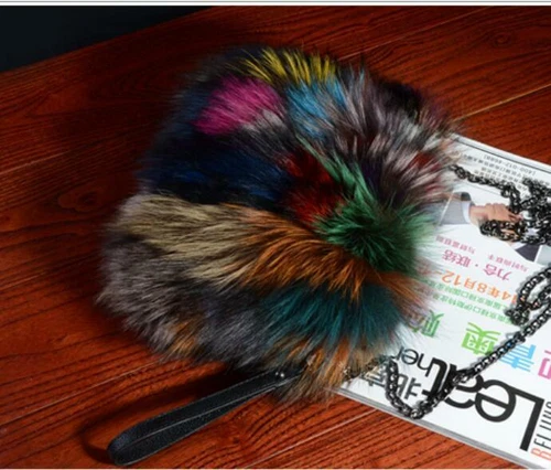 Womens Fashion Real Fur Leather Purse Shoulder Strap Chain Handbag Bag - Picture 14 of 17