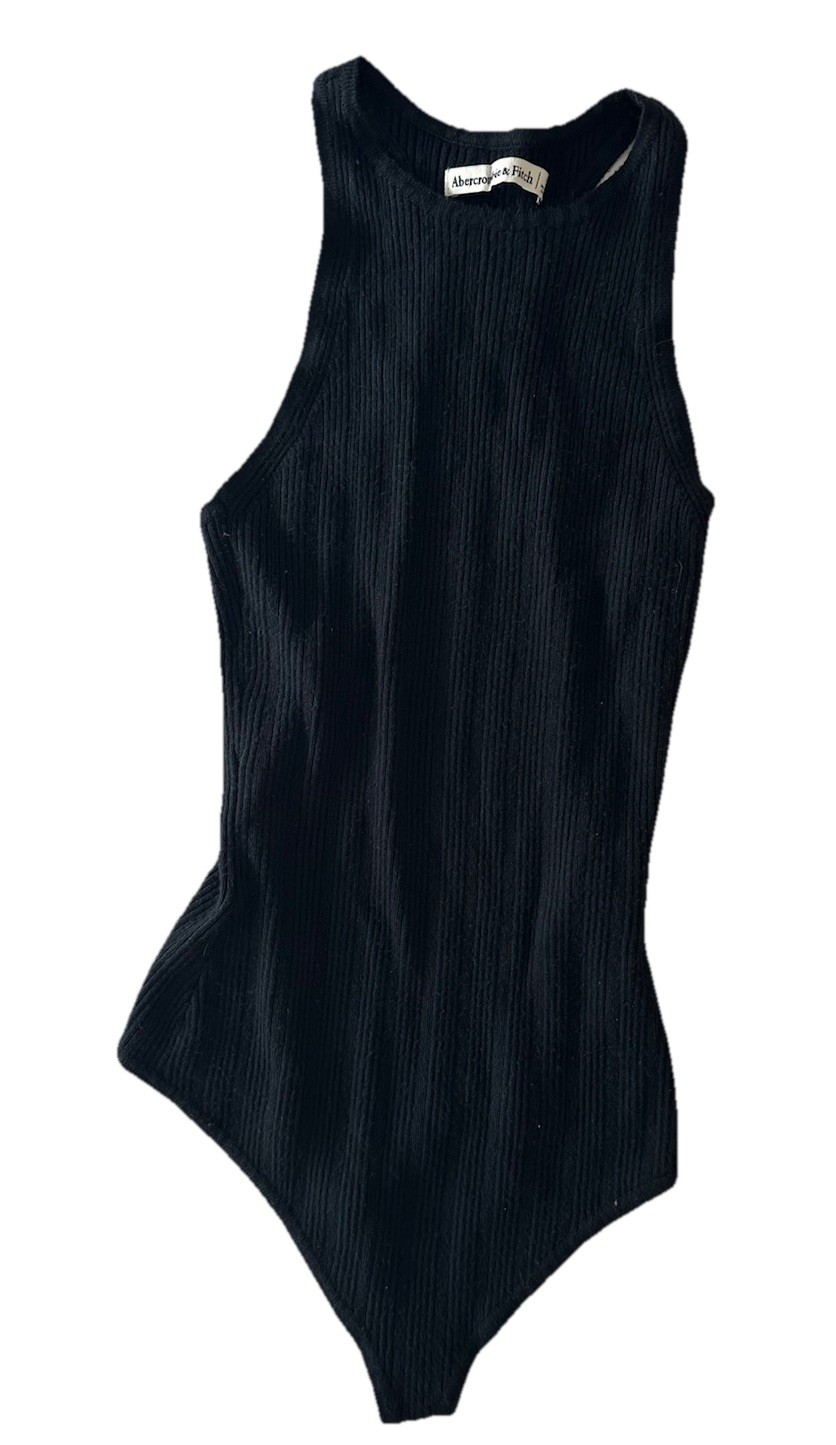 Abercrombie and Fitch Women’s Black Ribbed Bodysuit Thong Style Size Small