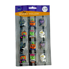 12 Halloween Mini Ornaments Ghost Witch Dracula Frankenstein Spooky Hollow NIP