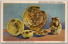 Artifacts Unearthed Sgraffito Slipware Jamestown Virginia Vintage 1937 Postcard