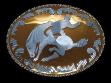 UE15102 VINTAGE 1980s BRONC RIDER RODEO TROPHY WESTERN COWBOY BELT BUCKLE