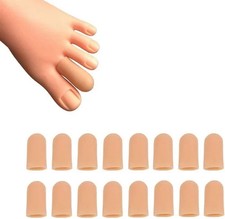16 Pieces Toe Caps Protector Covers Cushion   Foot Pain Relief Beige