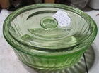vintage anchor Hocking Vaseline uranium oval refrigerator dish /cover 8" x 6"