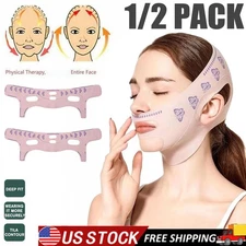 2pcs Reusable V Line Lifting Mask with Chin Strap for Sleeping Jaw Exerciser USA