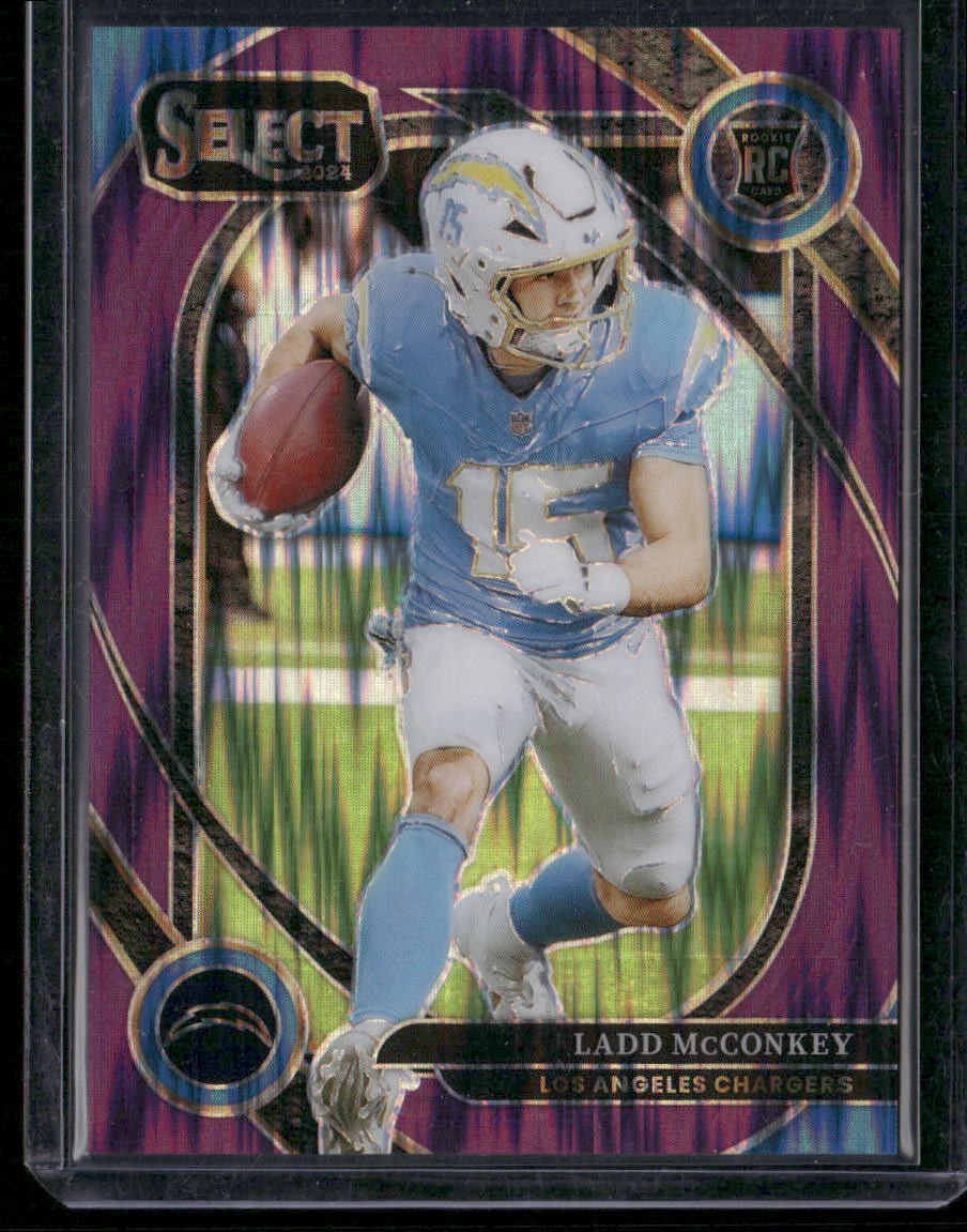 2024 Panini Select #268 Ladd McConkey Purple Prizm Shock #/360 RC