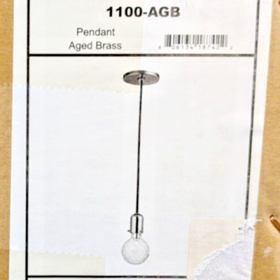 HUDSON VALLEY MARLOW 1-LIGHT HANGING PENDANT FIXTURE AGED BRASS & GLASS 1100-AGB
