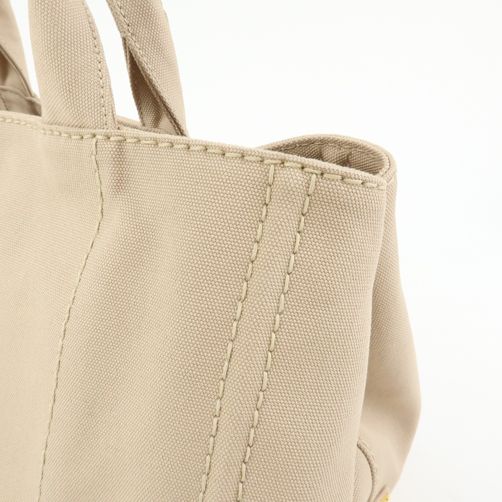 PRADA Canapa Triangle Logo 2Way Tote Hand Shoulder Bag Beige B1877G Used F/S thumbnail 15