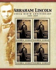 Sierra Leone 2009 - Abraham Lincoln - Sheet of 4 Stamps - Scott #2984 - MNH