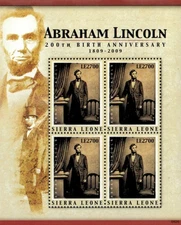 Sierra Leone 2009 - Abraham Lincoln - Sheet of 4 Stamps - Scott #2984 - MNH