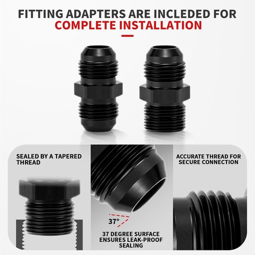 BRIFITOR 6AN PTFE Hose End Fittings Kit 0/45/90/180 Degree (23pcs), Black  - Foto 4 di 6