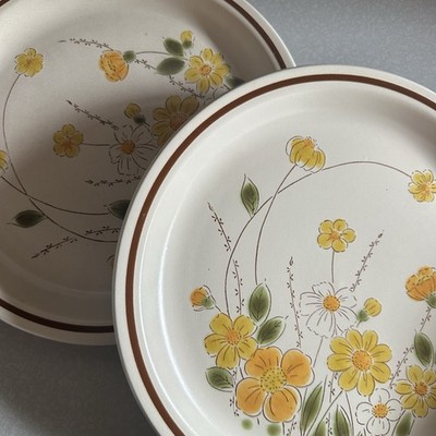 VTG MCM EKCO ETERNA Camelot Spring Meadow Stoneware Japan Daisy Dinner Plates