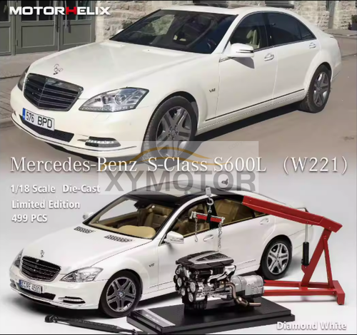 Motorhelix MH 1/18 Benz Maybach S600L W221 Limited 499 modellino auto pressofuso bianco - Foto 2 di 11