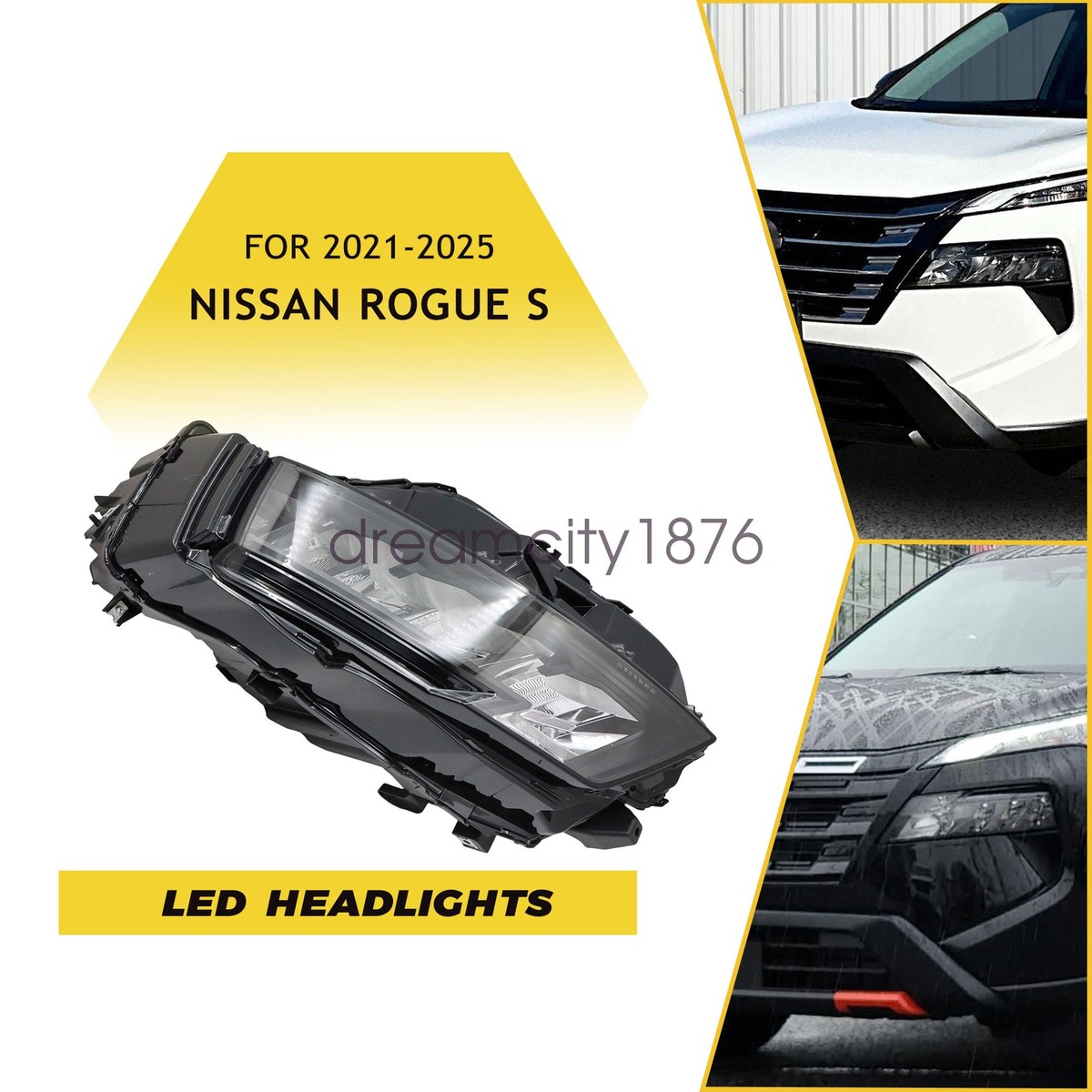 For 2021-25 Nissan Rogue S 260606RR6A Black LED Headlight Left